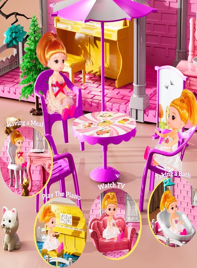 JUKUDAHU Villa Playset for Girls Ages 3-7, Indoor Playset Girls Toys with 3 Storeys 7 Rooms 2 Dolls for Ages 6-8, Furniture and Accessories, Pretend Toddler Toy, Birthday Gifts for Kids 3 4 5 6 7 8 - Image 2